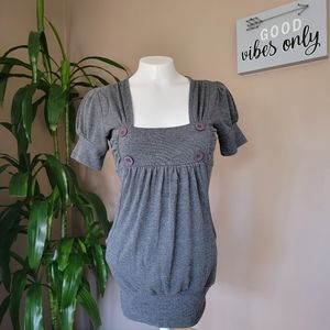 Rhapsody | Short-sleeved Sweater Top - Grey